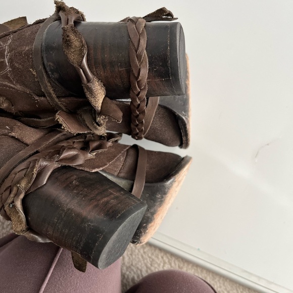Freebird FB CAIRO Dark Brown Ankle Booties with Braided Straps - Picture 8 of 11